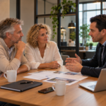 Verzekeringsadviseur bespreekt met twee ondernemers de waarde van hun bedrijfsinventaris, inventarisverzekeringen en het voorkomen van onderverzekering.